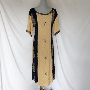 Elegant and Classy Ladies Kurti Embroidery details Navy/Tan Dress Sz M